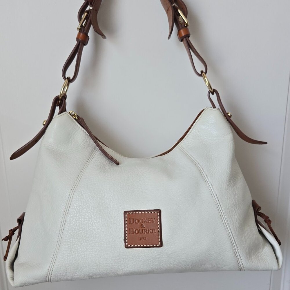 Dooney & Bourke White and Brown Hobo Bag